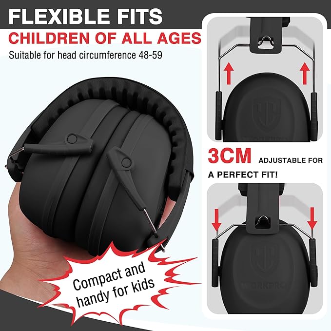 WORKPRO Noise Cancelling Headphones for Kids, NRR 25dB Kids Ear Protection, Autism Noise Reduction Ear Muffs