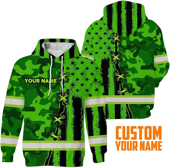 Maddly High Visibility US Flag Collection Safety Workwear Custom Name for Workers, Runners, Truckers, Patriotic