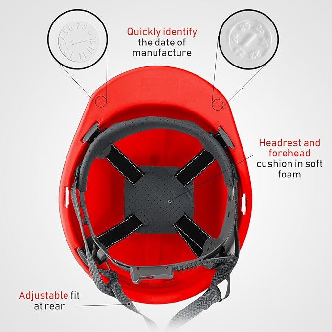 Leumoi 10 Pcs Suspension Hard Hat, Construction Hard Hat for Safety, Ratchet Cap Style with Self Adjusting Crown Straps for Man Woman