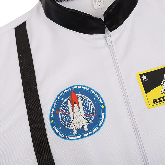 Men's Adult Astronaut Spaceman Costume Coverall Pilot Air Force Flight Jumpsuit Dress Up Party