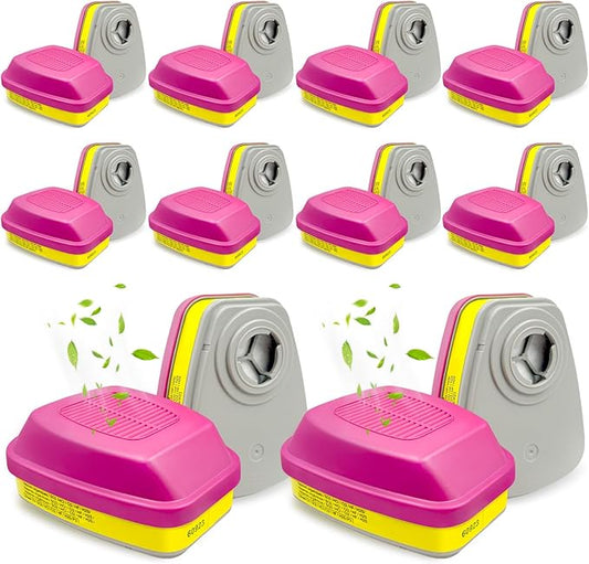 (10 Pairs) 60923 Respirator Cartridge,for Half and Full Face Respirator Mask 6200,7502,6800 Series,Effective Filtering Acid Gases,Organic Vapors,Chemical.