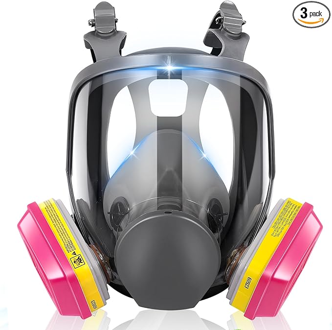 Full Face Respirator Mask with Filters, 6800 Reusable Respirator Gas Mask with Filters 60923,Dust Mask Anti Fog Against Dust Organic Vapor for Painting, Polishing, Chemicals, Welding,Sanding