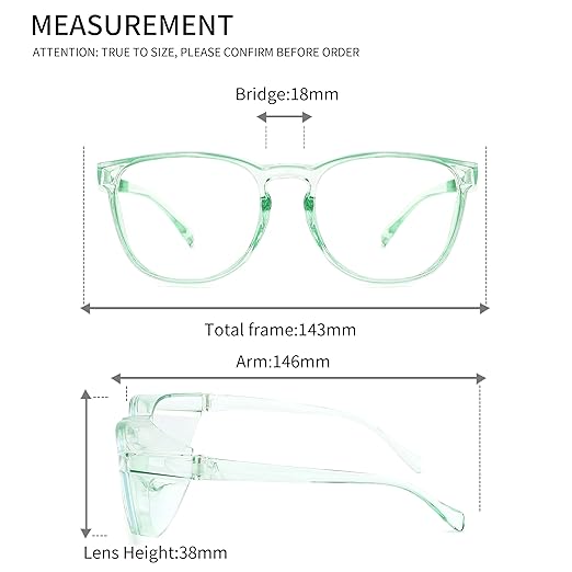 Alsenor Safety Glasses Anti Fog Goggles Protective Eyewear Blue Light Blocking Anti Dust UV Protection Glasses For Men Women (2 Pack (Pink + Jade))