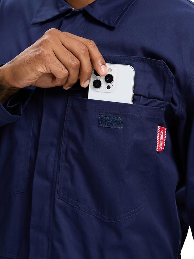 WORK IDEA Men's Coveralls Long Sleeve Cotton Twill Workwear Coverall Relaxed Fit