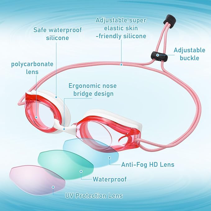 Konohan 8 Pack Kids Goggles Swim Goggles for Adult Kids Swimming Glasses Anti Fog Silicone No Leak Pool Glasses