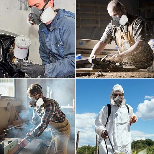 [Half mask respirator] Reusable Half Face Cover 6200 spray mask for spraying Painting.Chemical Machine Polishing.Welding. Woodworking and Other Work Protection (7 in 1 )Medium