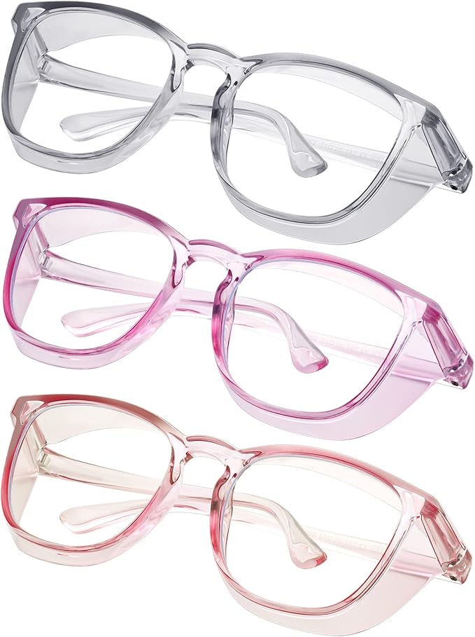 Safety glasses Goggles Nurses Protective Eyewear - Anti Fog Square Frame Stylish Clear Glasses for Women Men