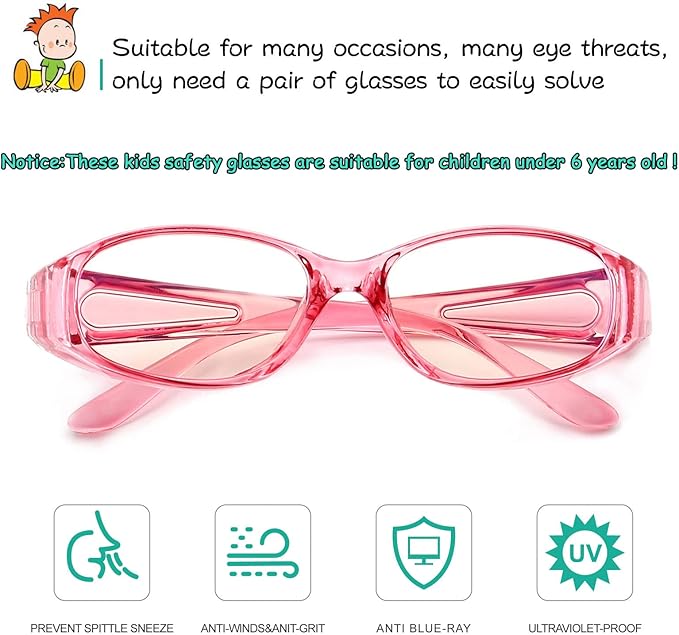 Dollger Safety Glasses Anti Fog Blue Light Blocking Glasses UV400 Protection Eyeglasses Anti Pollen Saftey Goggles (Pink)