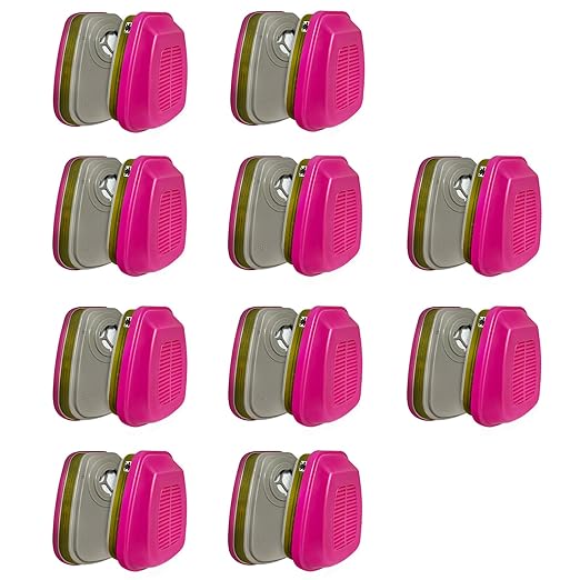 10 Pair 60926 Respirator Cartridges, 60926 Respirator Filters for Gas Mask, Protects Against Dust, Organic Vapors Gas and Pollen, Apply to 6100, 6200, 6502, 7501, 7502, 6800
