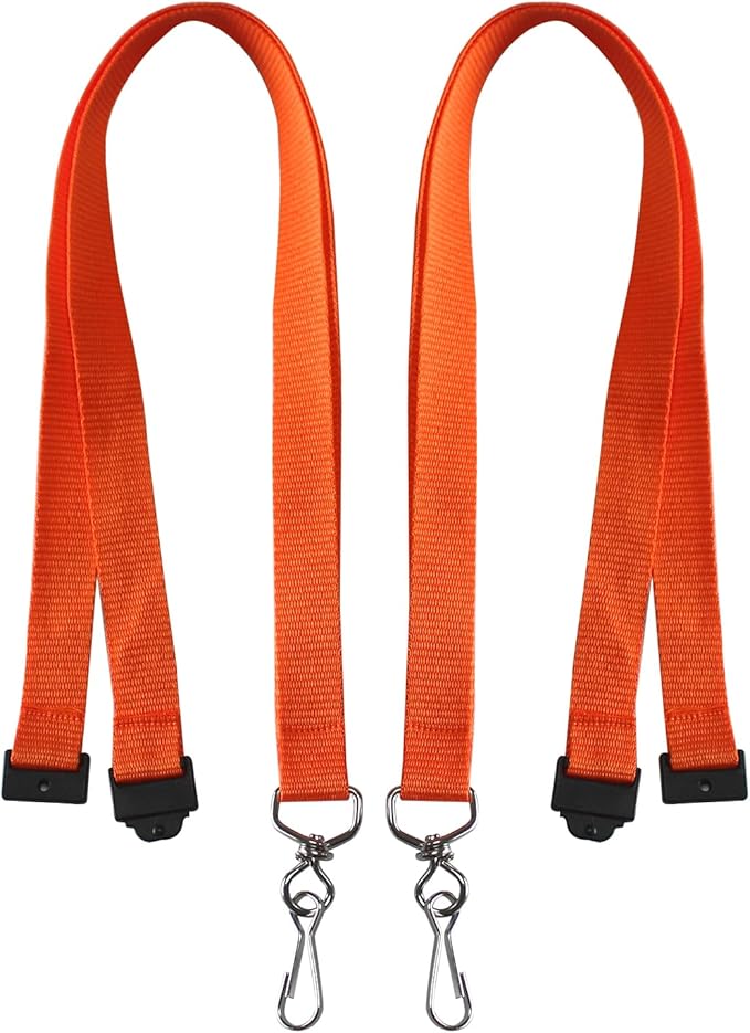 66 Pcs Breakaway Lanyards with Swivel J Hook Premium Bulk Flat Safety Lanyards for ID Badges, Schools, Students, Coaches, Festivals, Volunteers and Team Activities (Orange)