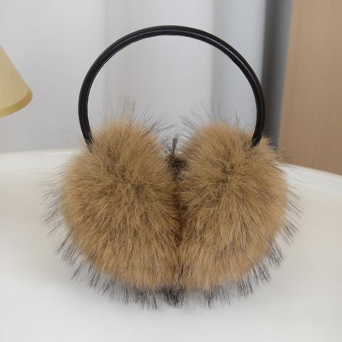 Women's Faux Fur Ear Muffs For Winter Women - Warm Faux Fur Fuzzy Ear Muffs Windproof Cold Weather Ear Warmers