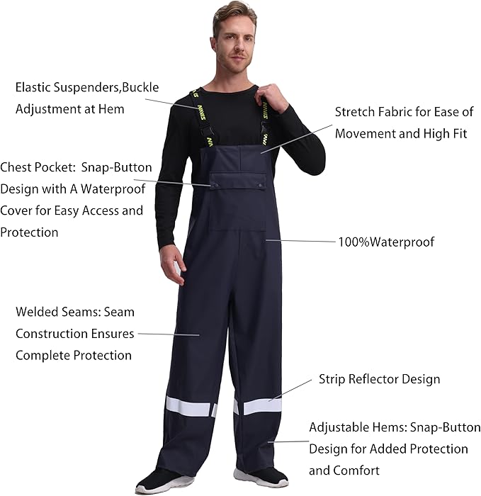 Rain Suit for Men Heavy Duty Workwear Waterproof Jacket with Pants 3 Pieces