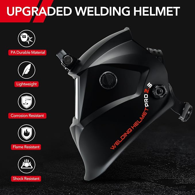 Welding Hood Auto Darkening Welding Helmet with Light True Color 1/1/1/2 Top Optical Clarity Wide Shade 9-13 Welding Mask with Grinding Weld Helmet (KTS-JS01)