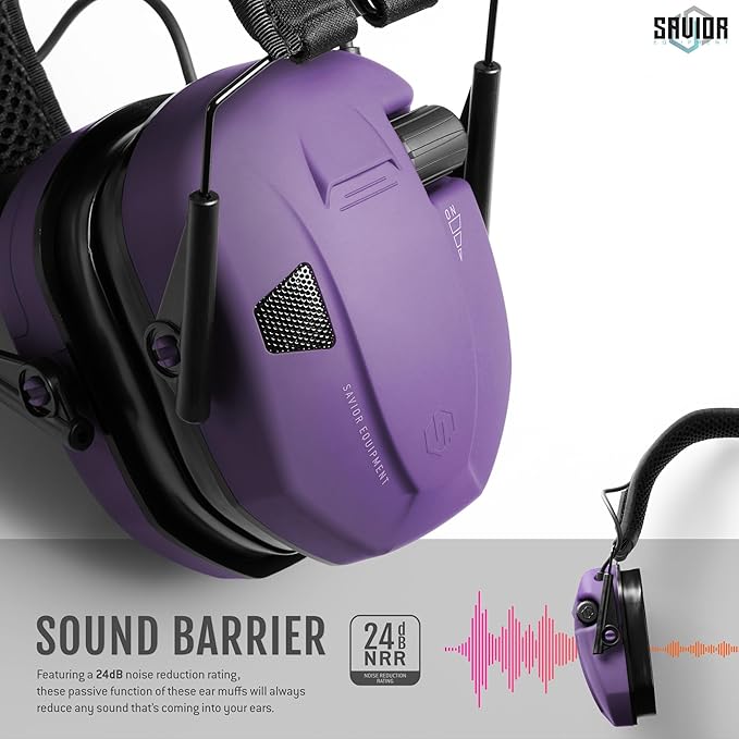 Savior Equipment Apollo Electronic Earmuffs For Shooting w/Gel Ear Pads, 24dB NRR, Noise Cancelling Ear Protection Headset