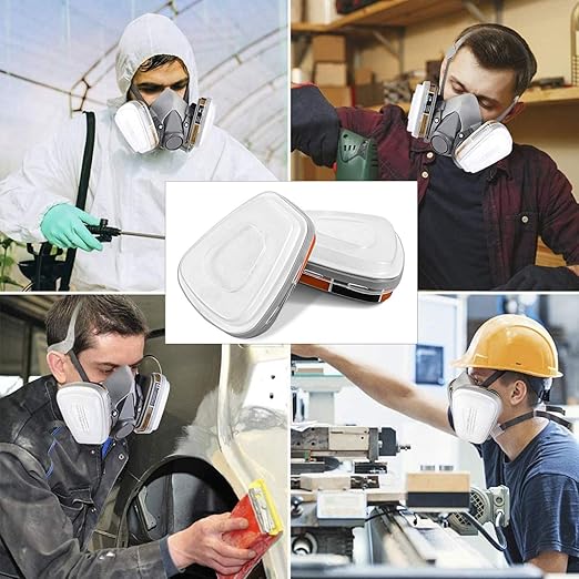 6001 Filter Cartridges Replacement for Gas Respirator, 16pcs Filter Cartridges + 16pcs Filter Covers + 64pcs Filter Cottons, Apply to 6100/6200/7501/7502/6502/6800