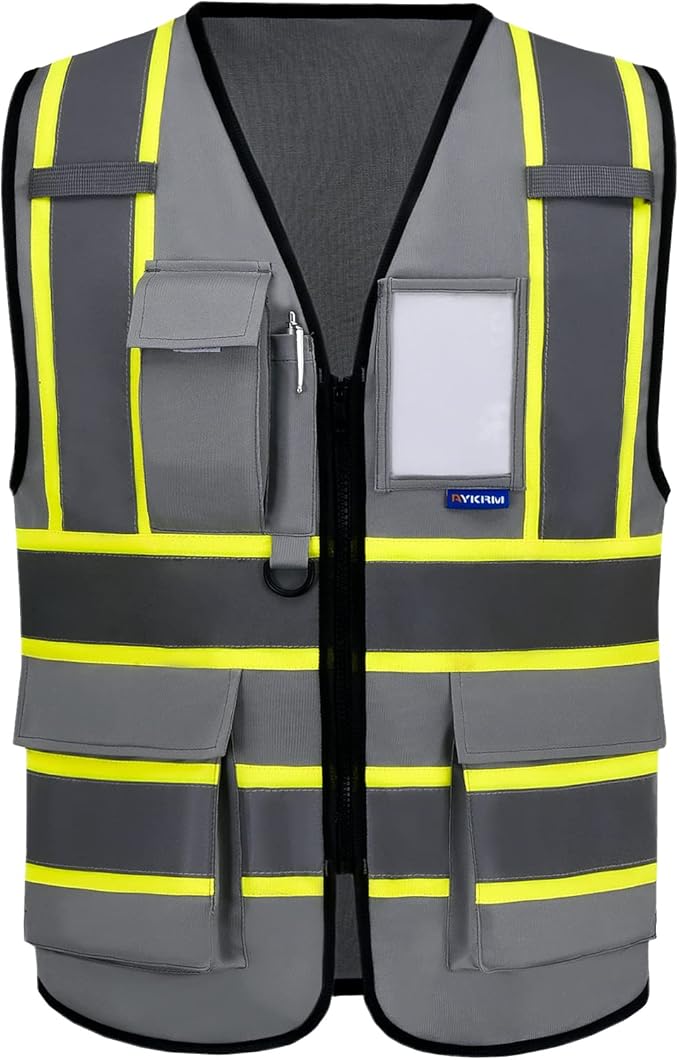 AYKRM 11 color High Vis Reflective Safety Vest for Women Men Security Pocket Zipper