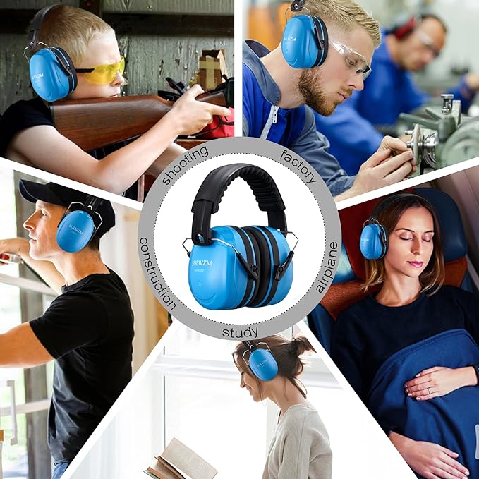 Hearing Protection Ear Muffs,NRR 28db Noise Cancelling for Shooting, Mowing, Construction,Blue
