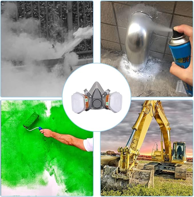 Respirator Mask with Filters, Welding Respirator Paint Mask Reusable Gas Mask Full Face Respirator
