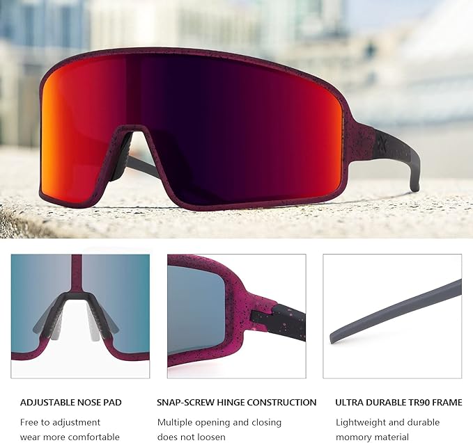 MAXJULI Polarized Sunglasses for Men Women, Windproof Outdoor Sports Cycling Running UV400 Protection Sun Glasses 8121