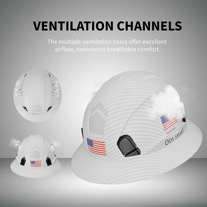 Full Brim Hard Hat with Visor, 6-Point Ratchet Suspension Safety Helmet, Superior Impact Head Protection, ANSI Z89.1 OSHA Approved Safety Helmet,Great for Men&Women