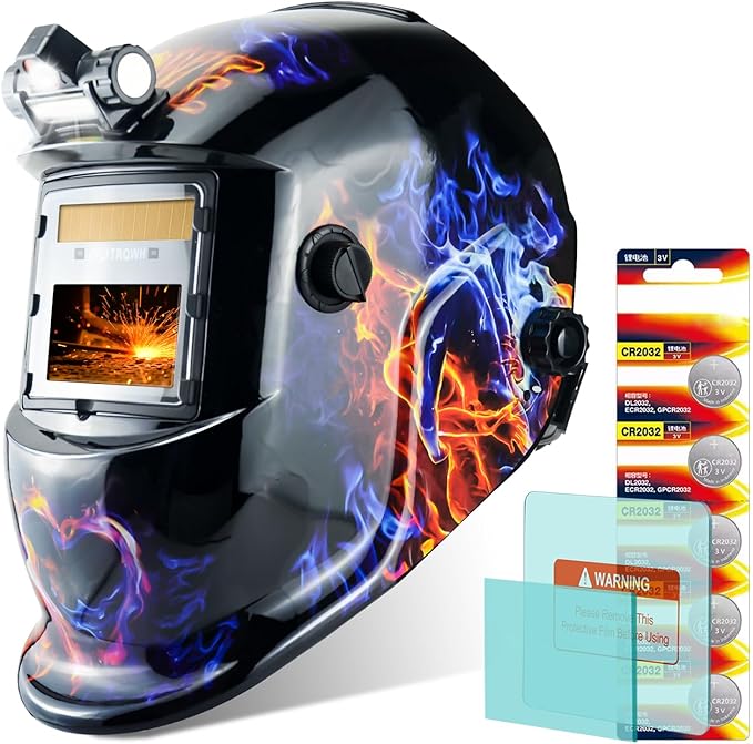 Welding Helmet with Light True Color Auto Darkening Welding Helmets for Men Solar Powered Welding Hood with 2 Arc Sensor Wide Shade 4/9-13 for TIG MIG ARC Cool Welder Mask (TRQ-HD11)