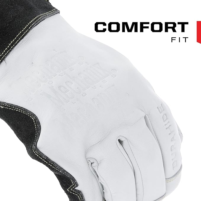 Mechanix Wear: Pulse TIG Welding Gloves, Durahide Goat Leather, Work Gloves with Glide Resistance, Added Durability, Rollover Fingertips for Improved Dexterity, Safety Gloves (White, Large)