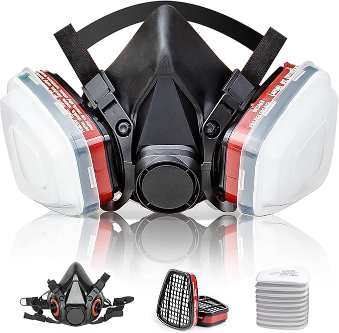 Gas Respirator Mask With 6001 Filters, Gas Masks Survival Nuclear and Chemical for Painting, Dust, Organic Vapors