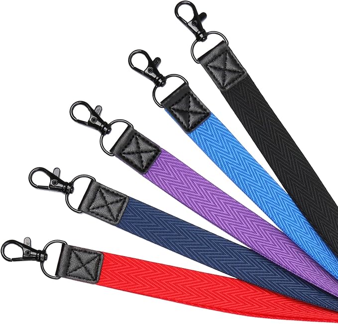 YOUOWO Lanyards Multicolour 5 Pack Neck lanyard Cute For Office ID Badge Holder Keys Cruise,Black Metal Hook,Navy Blue