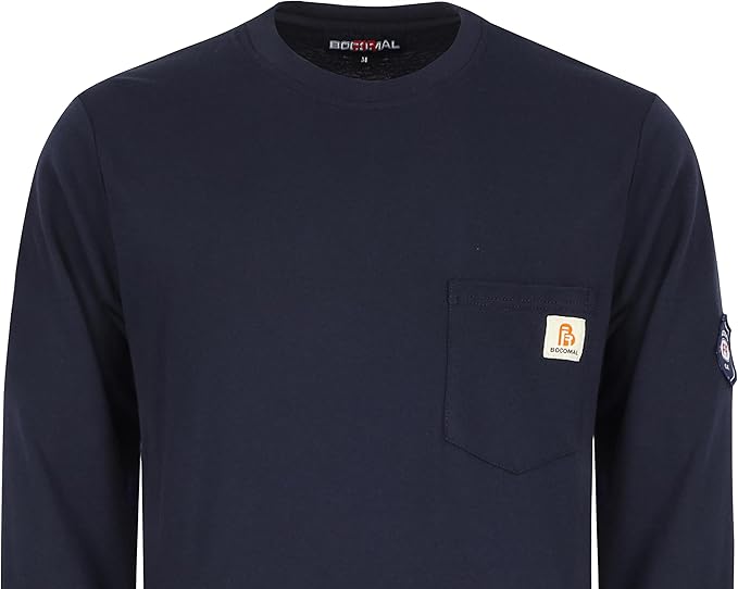 BOCOMAL FR Shirts Lightweight Classic Crew Long Sleeve Fire Resistant Shirt CAT2