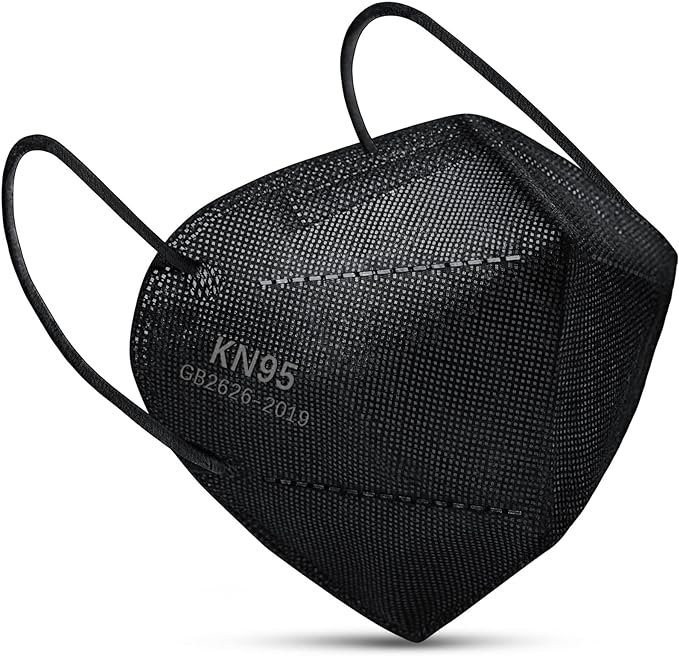 Boncare KN95 Face Masks 50 Pack, Black, 5-Layer Disposable Face Masks, Breathable and Comfortable