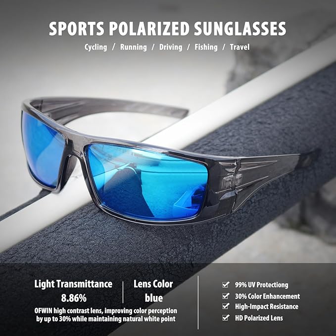 Polarized Sports Sunglasses for Men Women Unbreakable Frame Cycling Fishing Wrap Around Sunglasses UV400 Protection