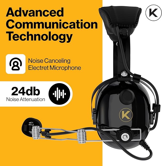 P1 General Aviation Headset for Pilots - Mono, Passive Noise Reduction, Noise Canceling Microphone, Acoustic Ear Cup, AUX Port, GA Dual Plug with Headset Bag