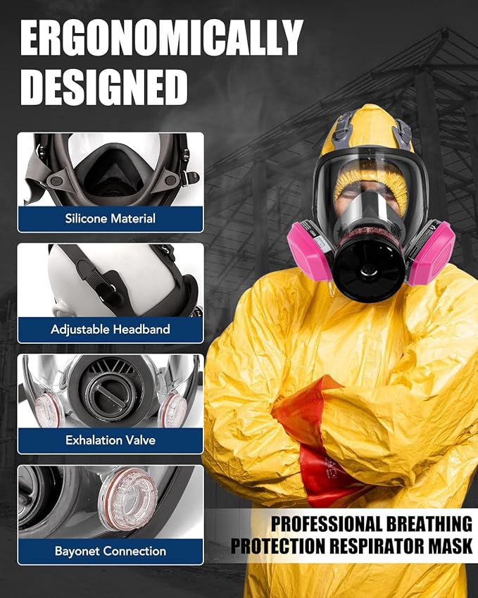 Gas Masks Survival Nuclear and Chemical, Full Face Gas Mask with 40mm Activated Carbon Filter & 60921 Filter, 6800 Respirator Mask for Gases, Vapors, Dust, Chemicals