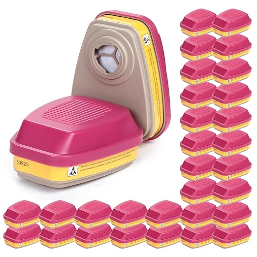 60923 Respirator Cartridge, Respirator Filter for Half and Full Face Pieces 6000, 7000 and FF-400 Series, Effective Filtering Organic Vapors, Acid Gases and Particulates, 15 Pair