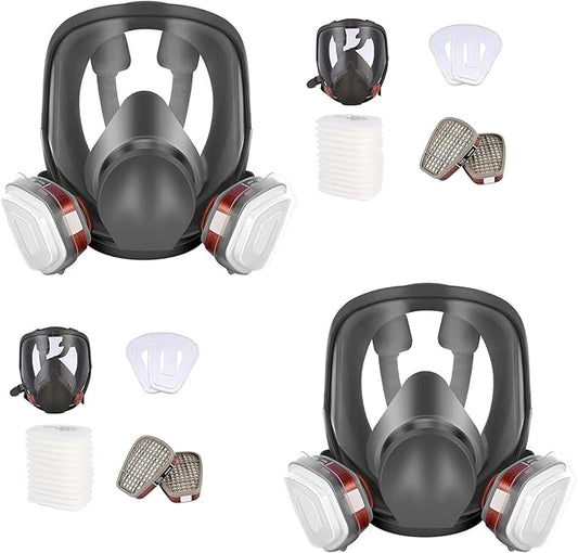 Full Face Respirator Mask: 6800 Gas mask Respirator Mask with Filters 6001 - Dust Mask Anti Fog Against Organic Vapor Fumes Gases for Spray Paint Chemicals Epoxy Resin Welding Sanding（2 pcs）
