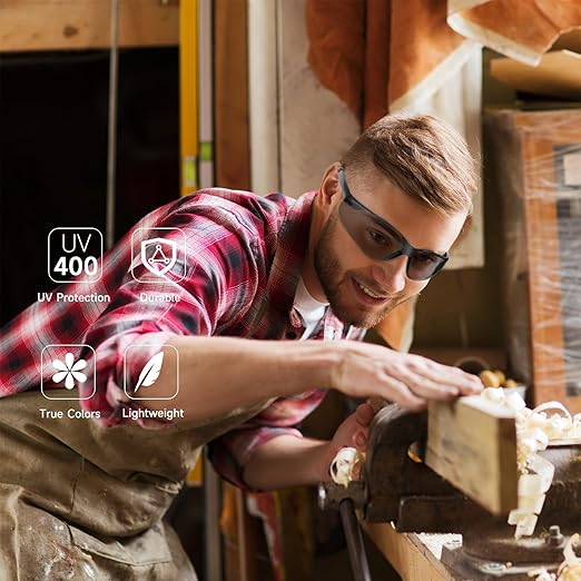 Tinted Safety Glasses Bulk of 10 ANSI Z87.1 Protective Eyewear Scratch-Resistant for Work, Lab, Construction