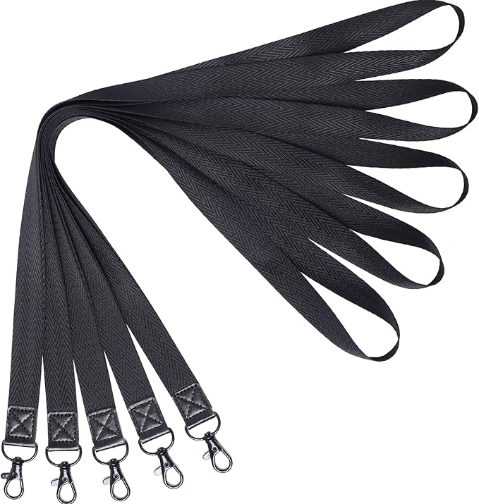 YOUOWO Black Lanyards 5 Pcs For ID Badge Holder New Pattern Black Metal Hook Cute Neck Office Lanyard For Keys Cruise ID Card KeyChain