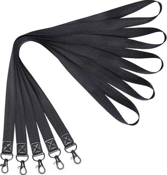 YOUOWO Black Lanyards 5 Pcs For ID Badge Holder New Pattern Black Metal Hook Cute Neck Office Lanyard For Keys Cruise ID Card KeyChain