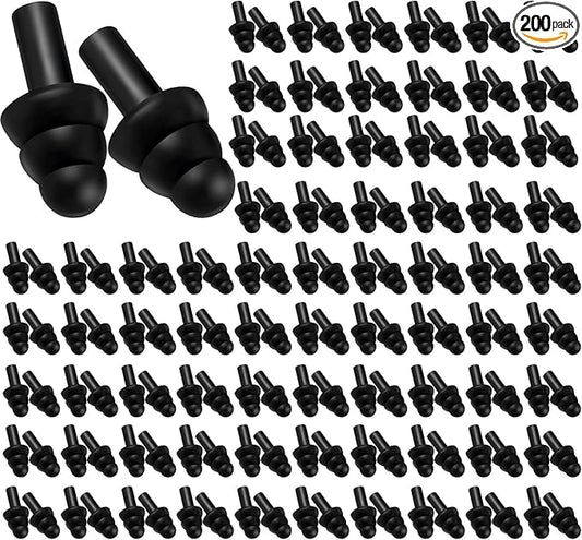 TrelaCo 200 Pairs Silicone Ear Plugs Soft Reusable Waterproof Ear Plugs for Sleeping Noise Swimming Hearing Protection Earplugs Shooting Construction Hunting Music Concerts (Black)