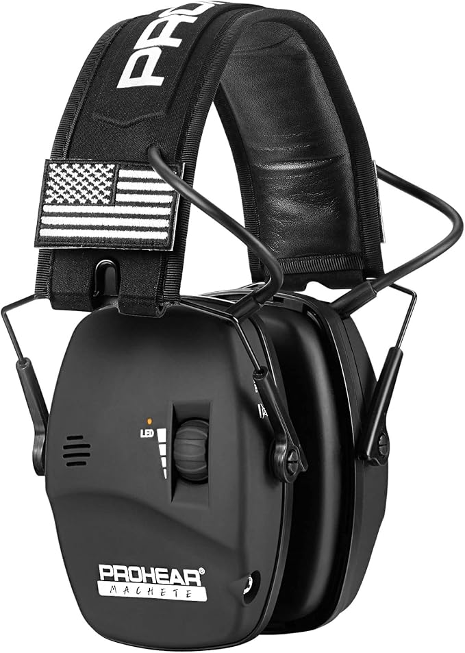 PROHEAR Digital Electronic Shooting Ear Protection Sound Amplification Earmuffs, 23dB NRR Low Profile Noise Reduction Hearing Protection for Gun Range and Hunting, Black