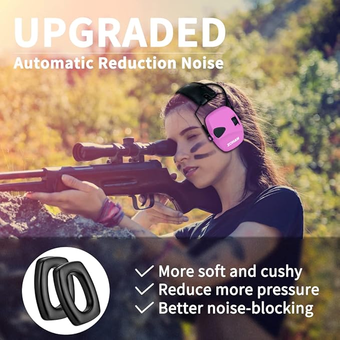 ZOHAN EM054 Electronic Shooting Ear Protection with Sound Amplification, Slim Active Noise Reduction Earmuffs for Gun Range