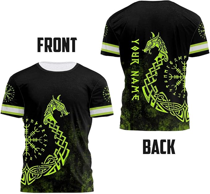 Matedecor Skull High Visibility Shirt Men Reflective Safety Shirts US Flag Custom Name Workwear, Runners, Walkers, Patriotic