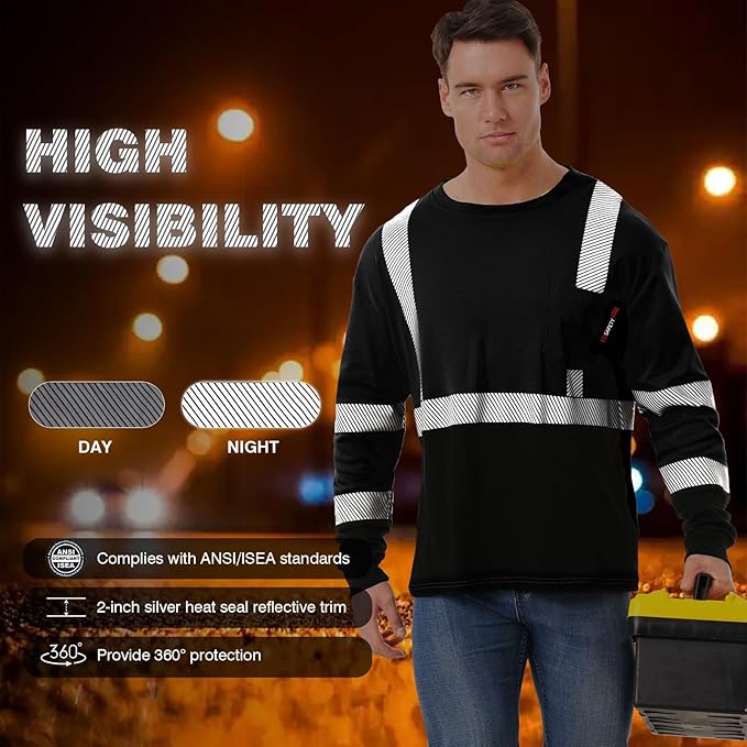 SKSAFETY FR Shirts for Men Long Sleeve, Welding Shirt 6oz Lightweight High Vis Fire Resistant Flame Retardant Shirt CAT2