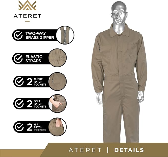 ATERET I Flame Resistant FR Coverall, Lightweight 7 ounce 100% cotton FR treated