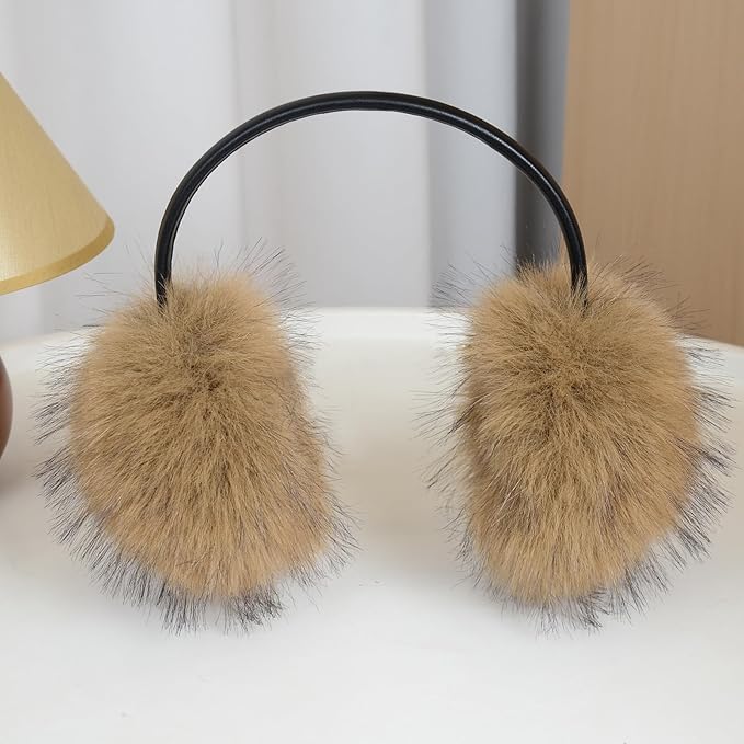 Women's Faux Fur Ear Muffs For Winter Women - Warm Faux Fur Fuzzy Ear Muffs Windproof Cold Weather Ear Warmers