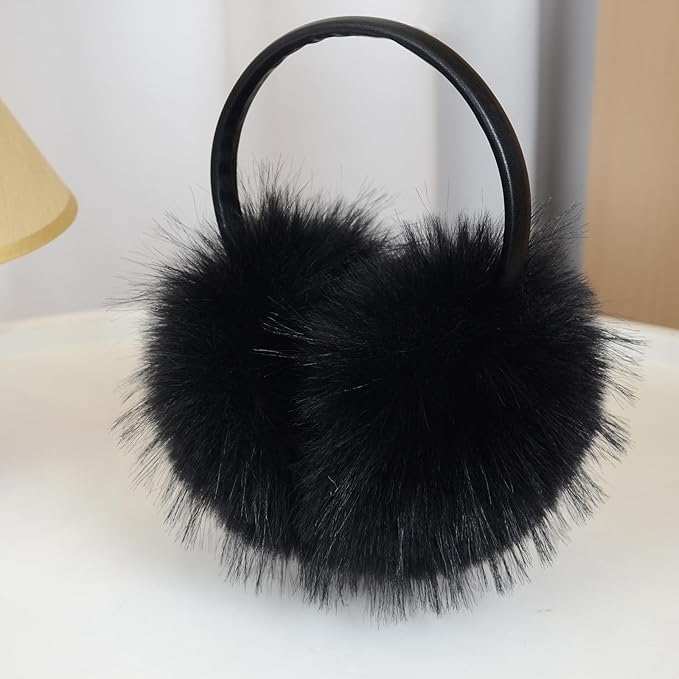 Women's Faux Fur Ear Muffs For Winter Women - Warm Faux Fur Fuzzy Ear Muffs Windproof Cold Weather Ear Warmers