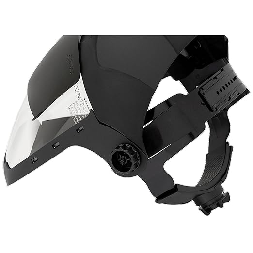 Sellstrom DP4 Face Shield - Lightweight Mask with High Impact Crown & Ratchet Headgear for Work, Grinding, Plasma/Flame Cutting - ANSI Z87.1 - Clear Anti Fog Polycarbonate Window - UV/IR Flip Up Visor