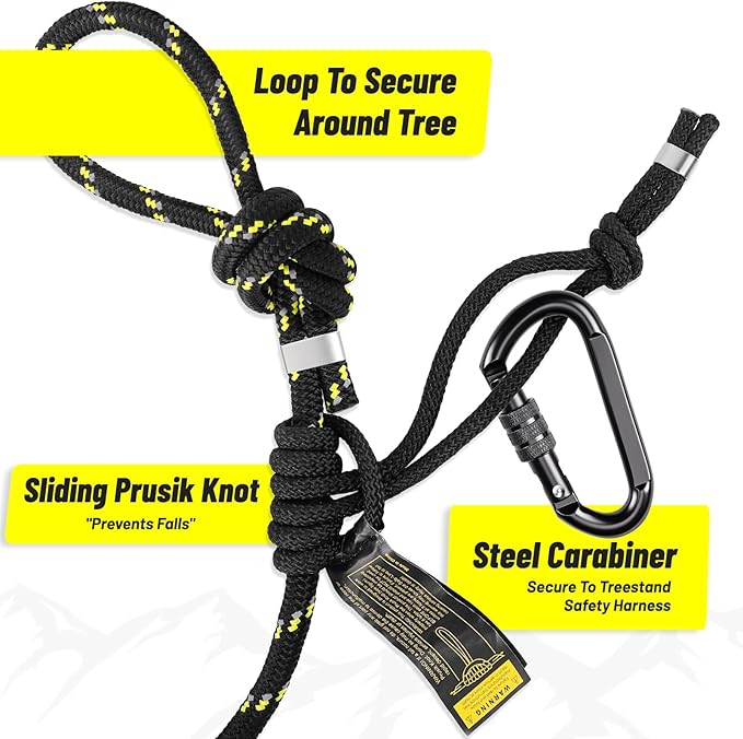 Kalkal Tree Stand Safety Rope, 30FT Reflective Lifeline Hunting Safety Harness Tree Strap For Tree-Stand Hunting