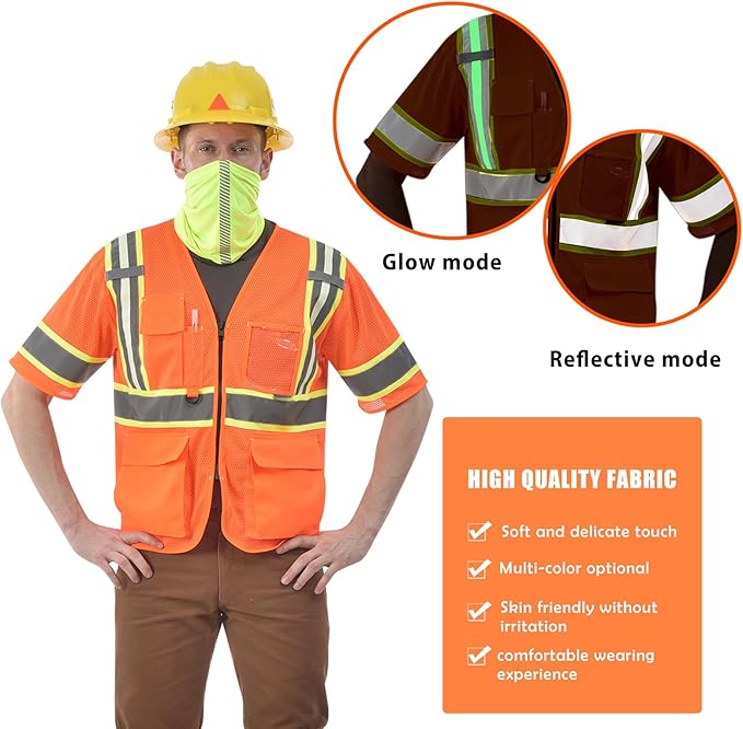 AYKRM 11 color High Vis Reflective Safety Vest for Women Men Security Pocket Zipper