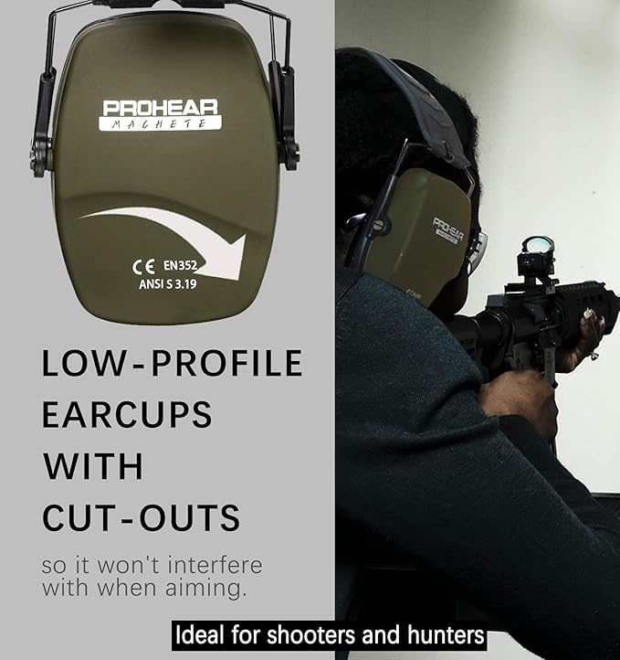 PROHEAR 016 Shooting Ear Protection Earmuffs 2 Pack, NRR 26dB for Gun Range, Hunting -Green and Brown